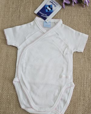 Body Manga Corta Laranjnha P070034 Blanco/Rosa
