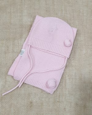 Conjunto punto Gorro + bufanda color rosa para bebé