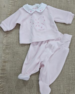 Pijama para bebé dos piezas terciopelo rosa.