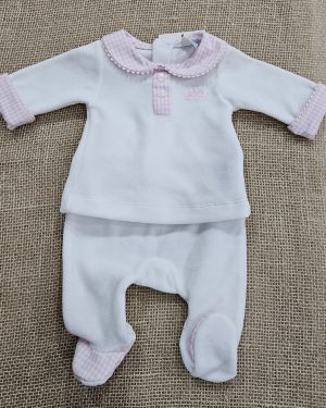 Pijama dos piezas prematura blanco rosa