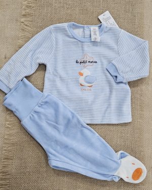 Pijama bebé dos piezas azulón pollito, Cri Cri