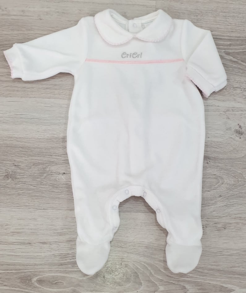 pijama chenilla bebe talla 0/3 meses blanco y gris elegante