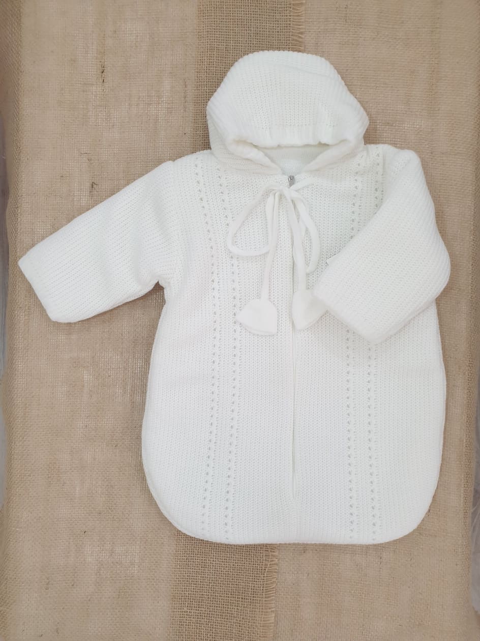 Saco bebé punto con mangas P270001 Blanco roto - Tienda moda infantil  online