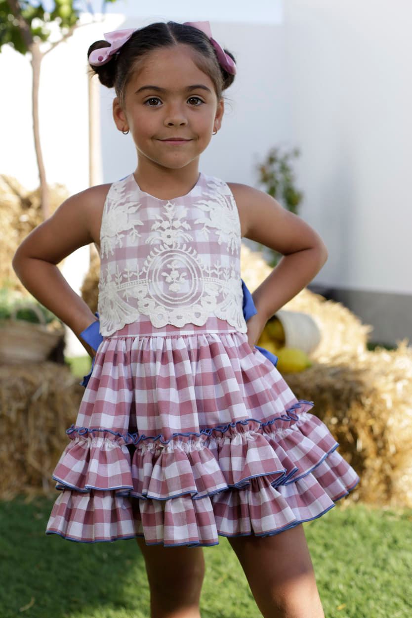Isaac Inolvidable punto Vestido niña Nini Moda Infantil R180852 VICHY - Tienda moda infantil online  | María Corrales