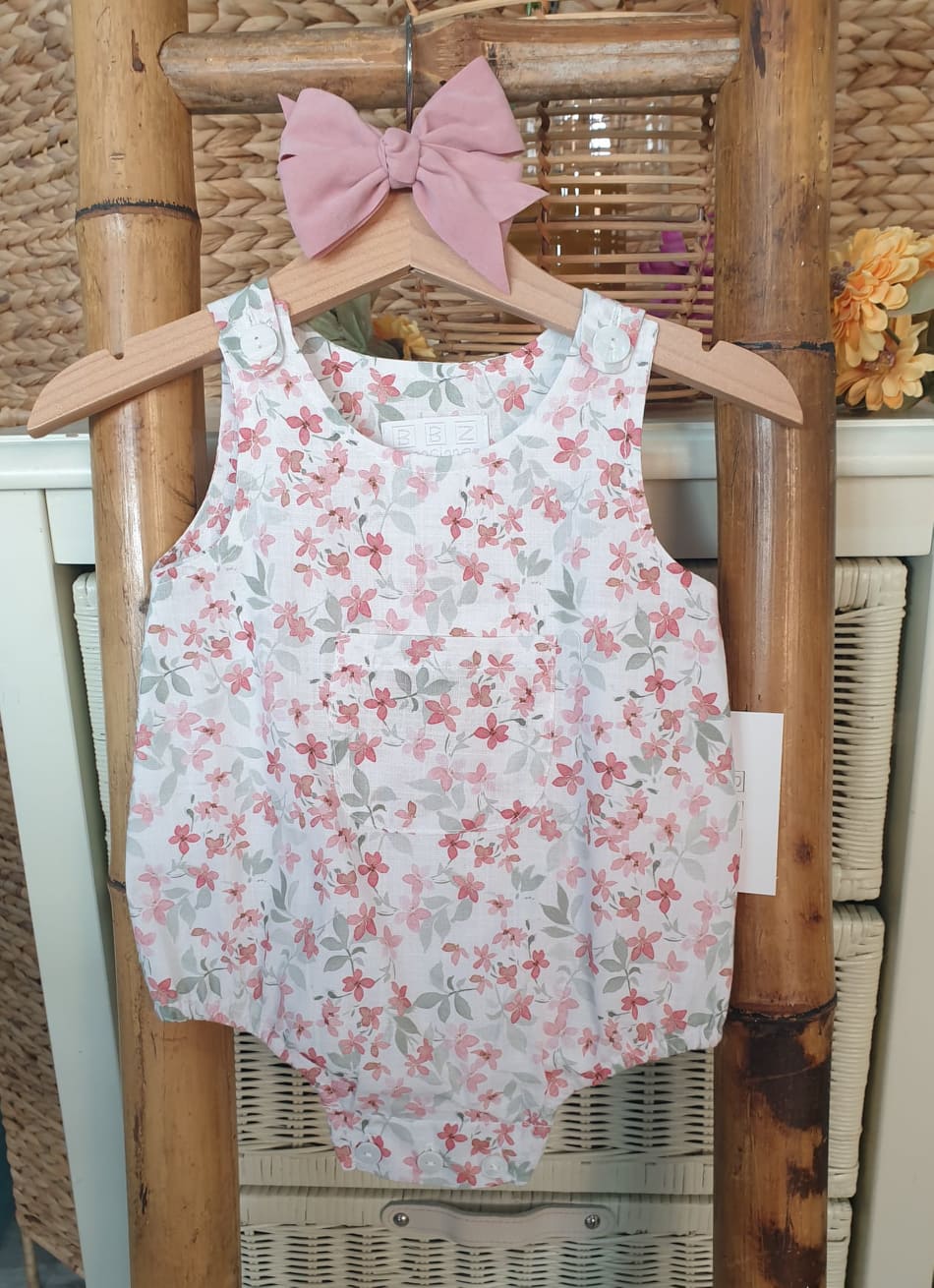 color Erradicar Permanentemente Pelele bebé estampado flores rosa R200785 - Tienda moda infantil online |  María Corrales