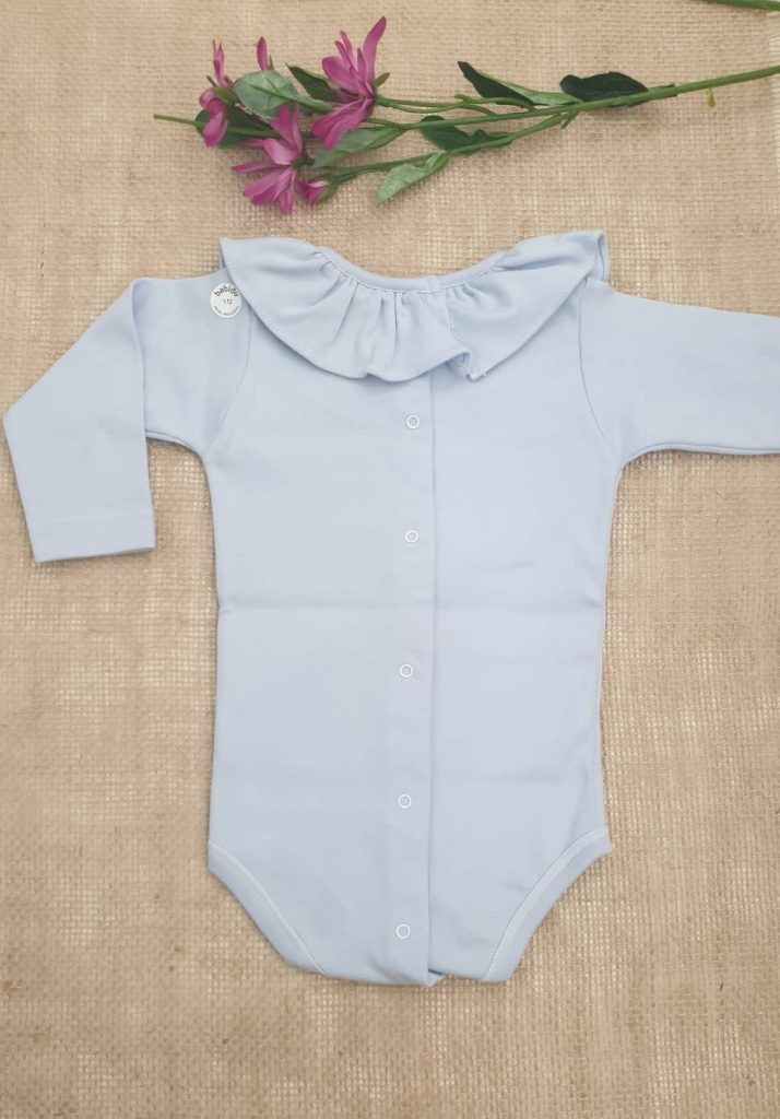 Babidu Baby Body Aus 100% Baumwolle Mit Kragen – Langarm-Body Für Jungen & Mädchen, Größe 3 Monate, In Hellblau