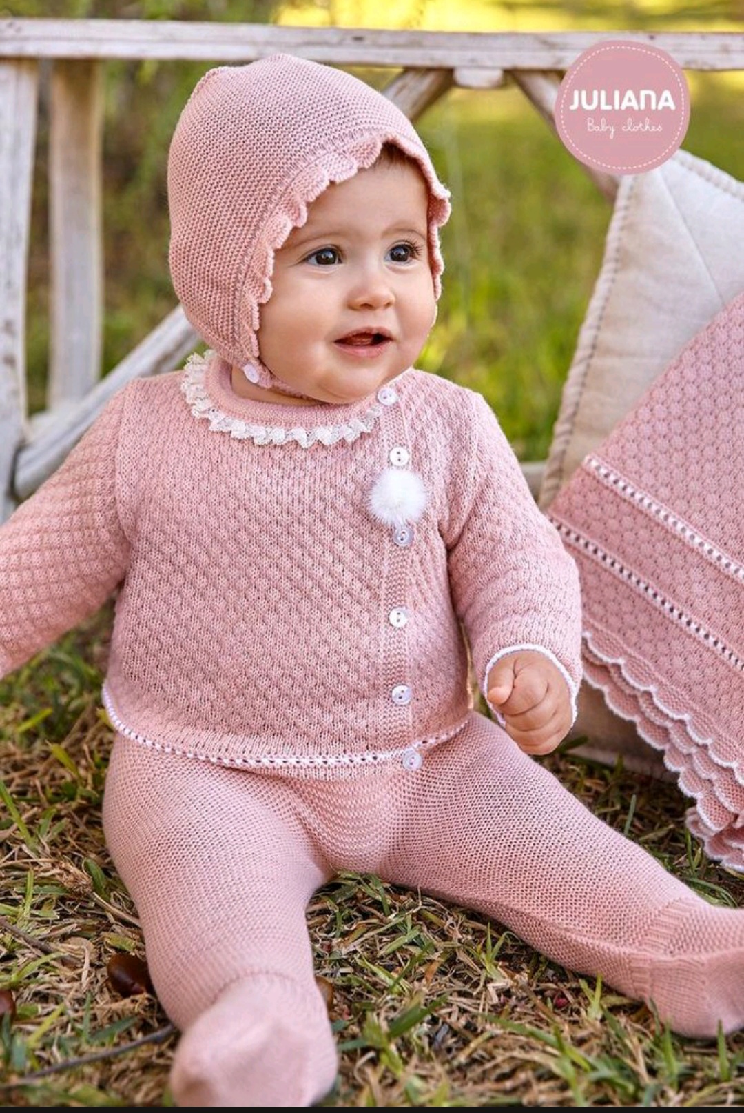 A Conjunto punto bebé piezas R091225 Rosa empolvado - Tienda moda infantil online | Corrales