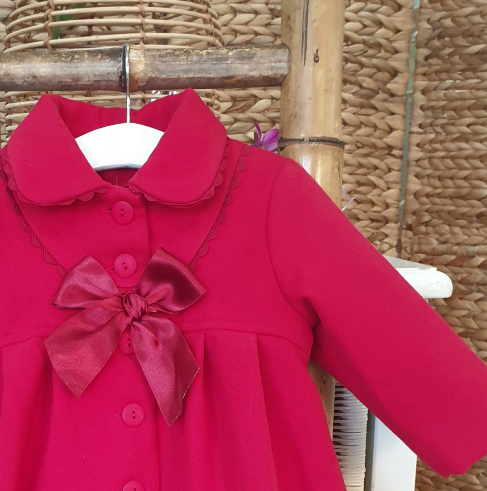 A Abrigo niña paño Rojo Sardón R370075 - moda infantil online | María Corrales