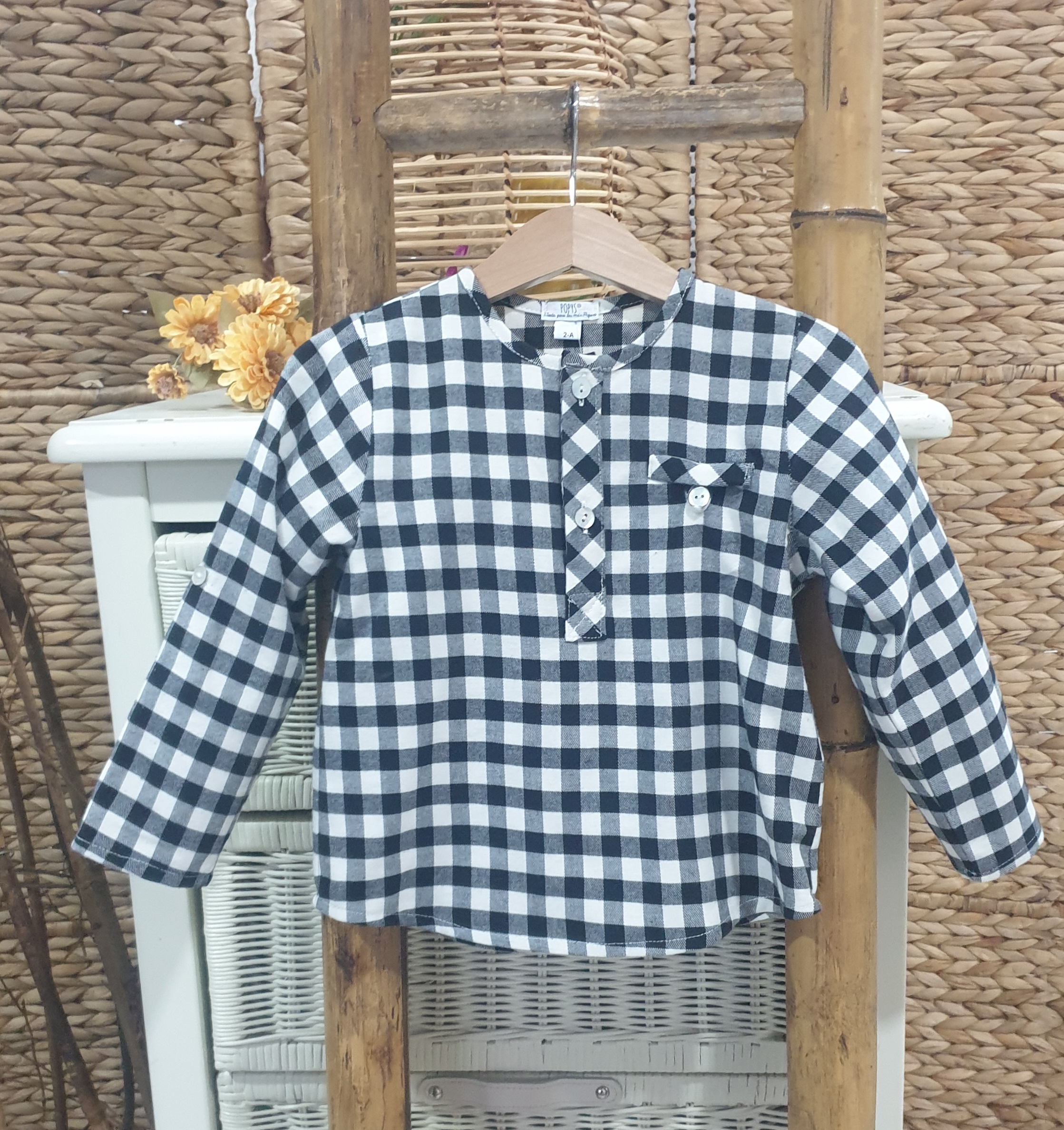 A Camisa de niño vichy negro R130412 - Tienda moda infantil online | María