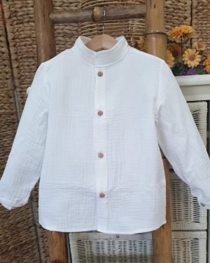 camisa niño bambula blanca manga larga