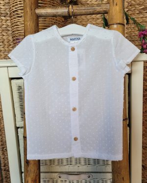 Camisa niño plumeti manga corta blanca