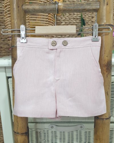 Pantalón para niño lino algodón rosa, ceremonia