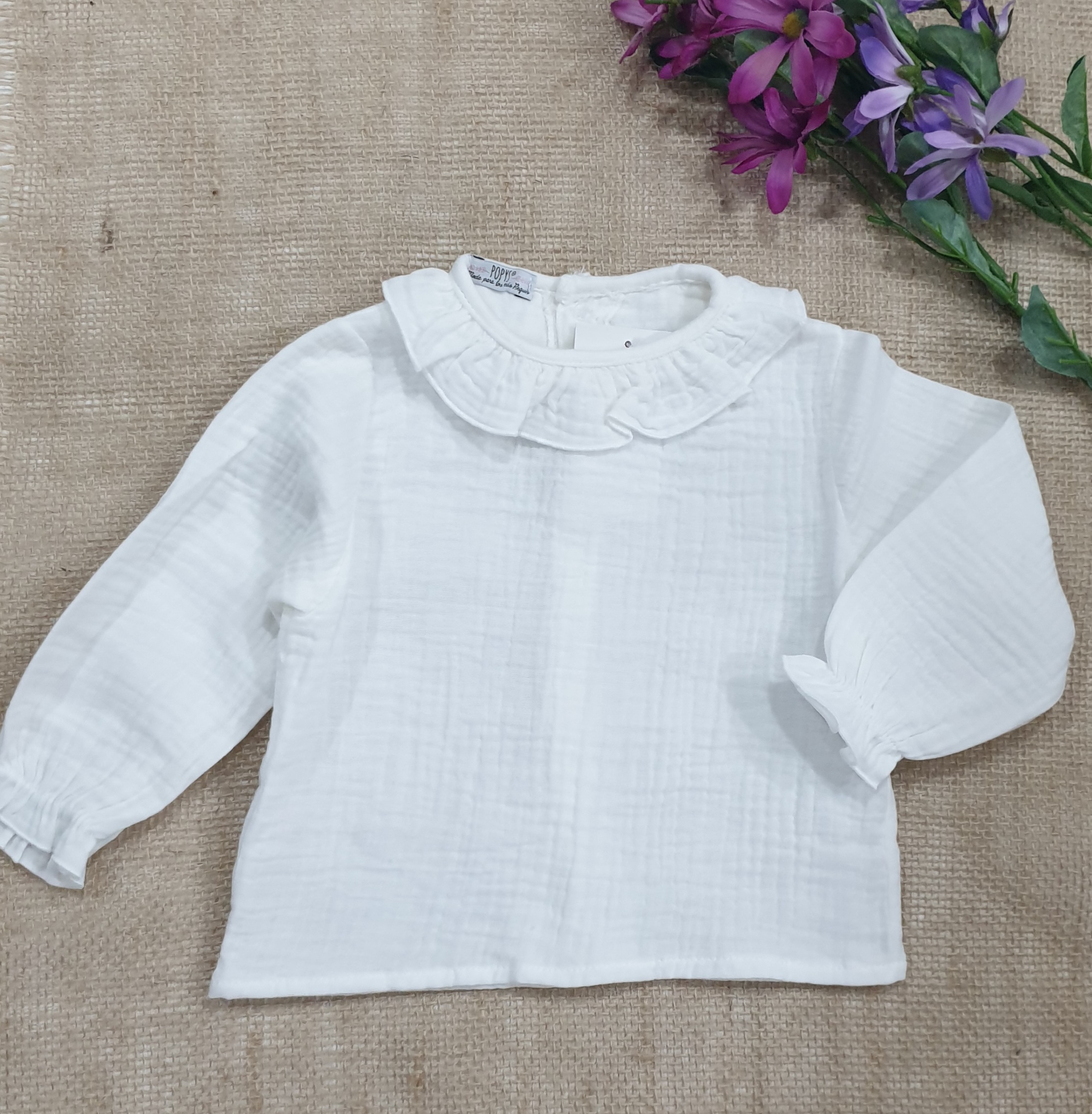 A Blusa unisex manga larga blanco roto R130432 - Tienda moda infantil online | Corrales