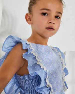 Vestido niña Maria Corrales plumeti azulón