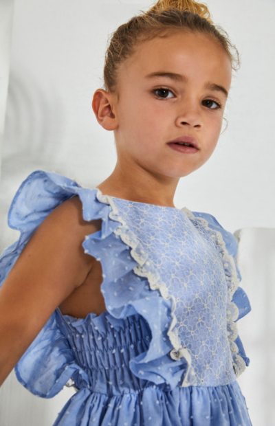 Vestido niña Maria Corrales plumeti azulón