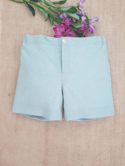 Pantalón corto niño ceremonia lino verde agua