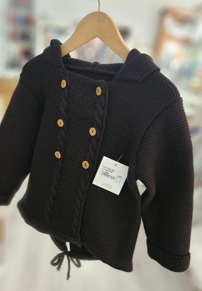 A Chaqueta capucha punto pompón pelo Sigar  R340043 Negra - Imagen 2