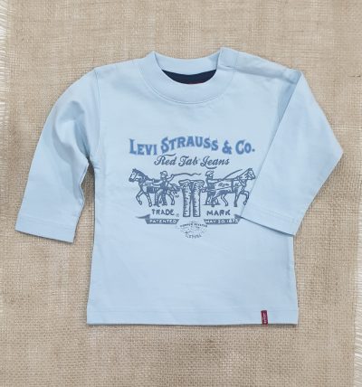 Camiseta para bebé marca Levi´s color azul claro, logo caballos