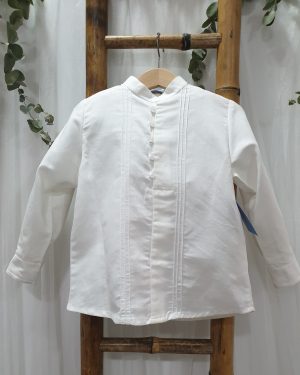 Camisa para niño confeccionada lino / algodón color crudo cuello mao. Ceremonia