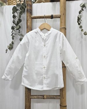 Camisa de niño cuello mao manga larga 100% algodón.