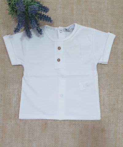 Camiseta niño algodón manga corta blanca. Popys