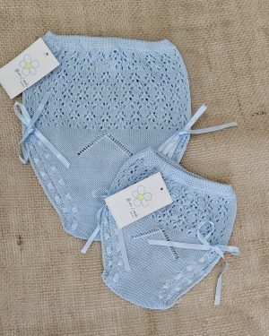 Braguita hilo algodón 100% calada para bebé color azul claro (celeste)