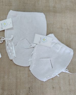 Braguita bebé cubrepañal hilo 100% algodón blanca.