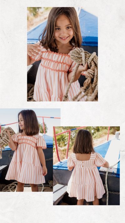 A Vestido niña rayas mandarina R181022 - Imagen 4