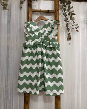 Vestido para niña ondas verde y blanco , José Varón verano