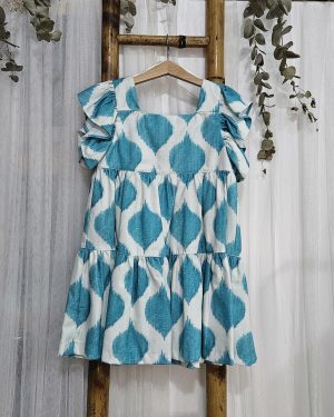 A Vestido para niña rombos turquesa JV R181015