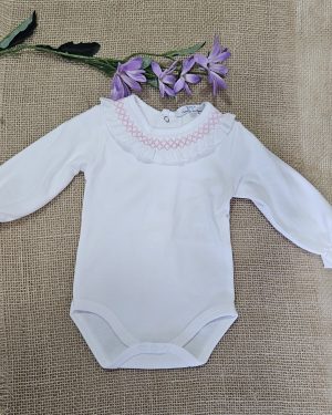 A Body cuello smock unisex manga larga blanco /Rosa P070231