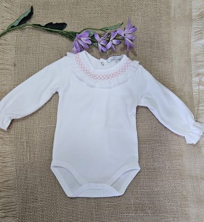 A Body cuello smock unisex manga larga blanco /Rosa P070231