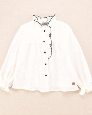 A Blusa niña blanca con ribete negro JV R130512