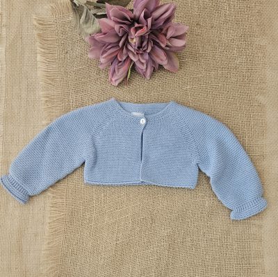 Chaqueta punto bobo tipo bolero color Nube. Sardon