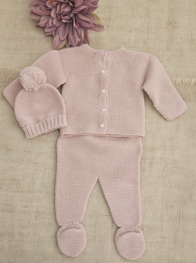 A Conjunto punto bebé 3 piezas polainas R091347 Rosado - Imagen 2