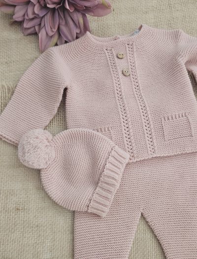 A Conjunto punto bebé 3 piezas polainas R091347 Rosado - Imagen 3