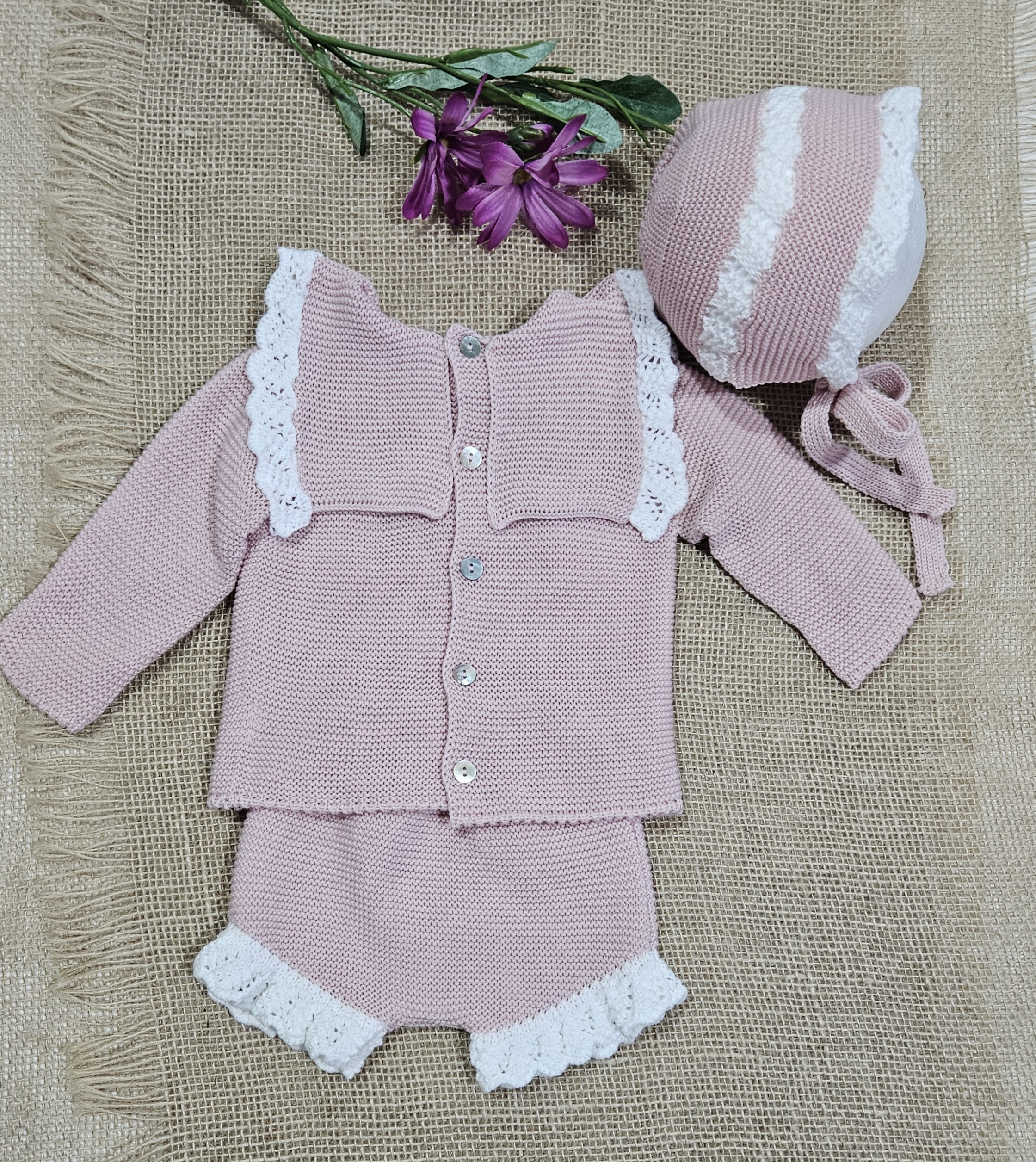 A Conjunto + capota punto bobo Sigar R091363 Rosa - Imagen 2