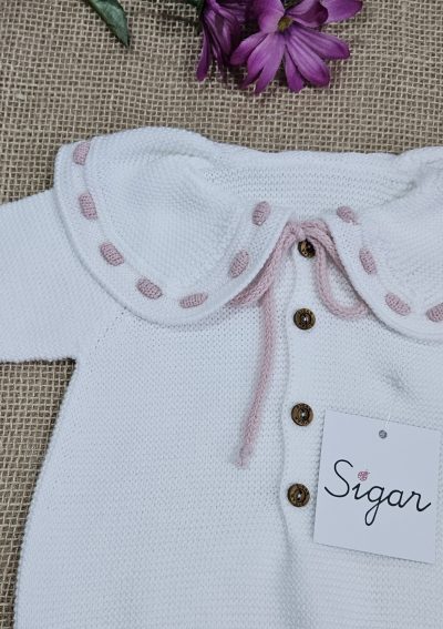 A Pelele punto bobo cuello cordón Sigar R200922 Rosa - Imagen 3
