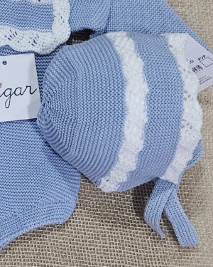 Pelele punto combinado cielo blanco. Sigar.