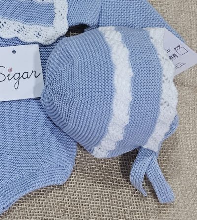 Pelele punto combinado cielo blanco. Sigar.