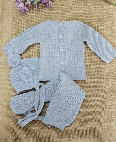 A Conjunto punto bebé polainas ochitos R091370 Nube - Imagen 2