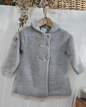 Abrigo punto para bebé niño o niña, punto doble color gris. Sardón
