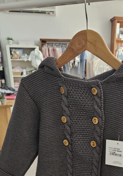 A Chaqueta capucha punto pompón pelo Sigar  R340043 Gris Marengo - Imagen 4