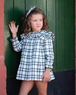 Jesusito para niña cuadros verdes lurex Mon Petit bonbon