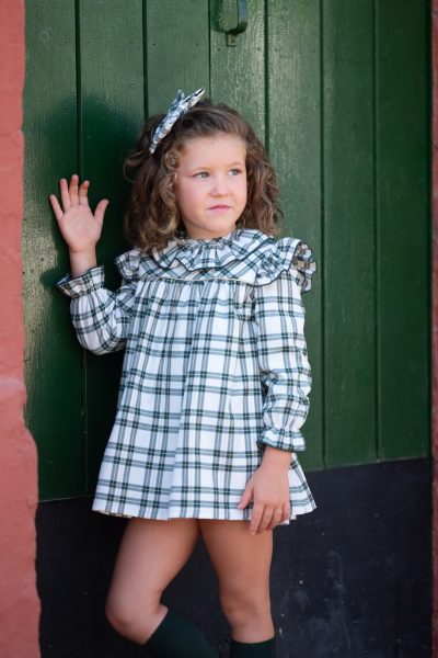Jesusito para niña cuadros verdes lurex Mon Petit bonbon