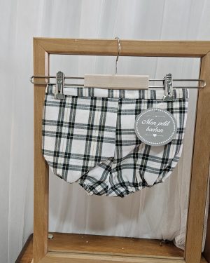 Bombacho estampado cuadros verde lurex Mon Petit