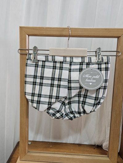 Bombacho estampado cuadros verde lurex Mon Petit