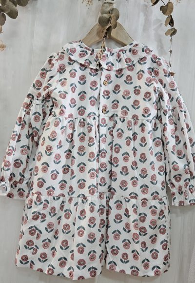 A Vestido niña estampado flores rosa R190972 - Imagen 3