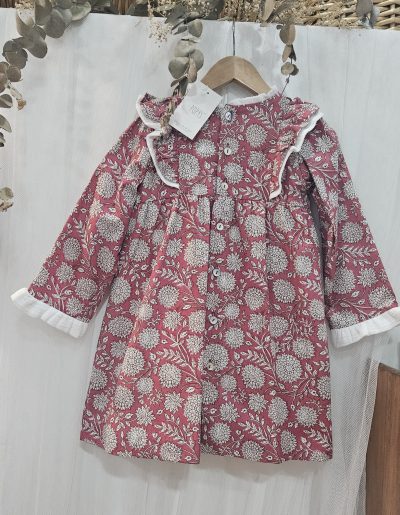 A Vestido para niña burdeos / gris R190969 - Imagen 3