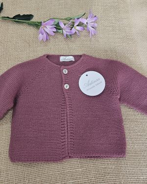 Chaqueta punto larga color cereza. Artinsa